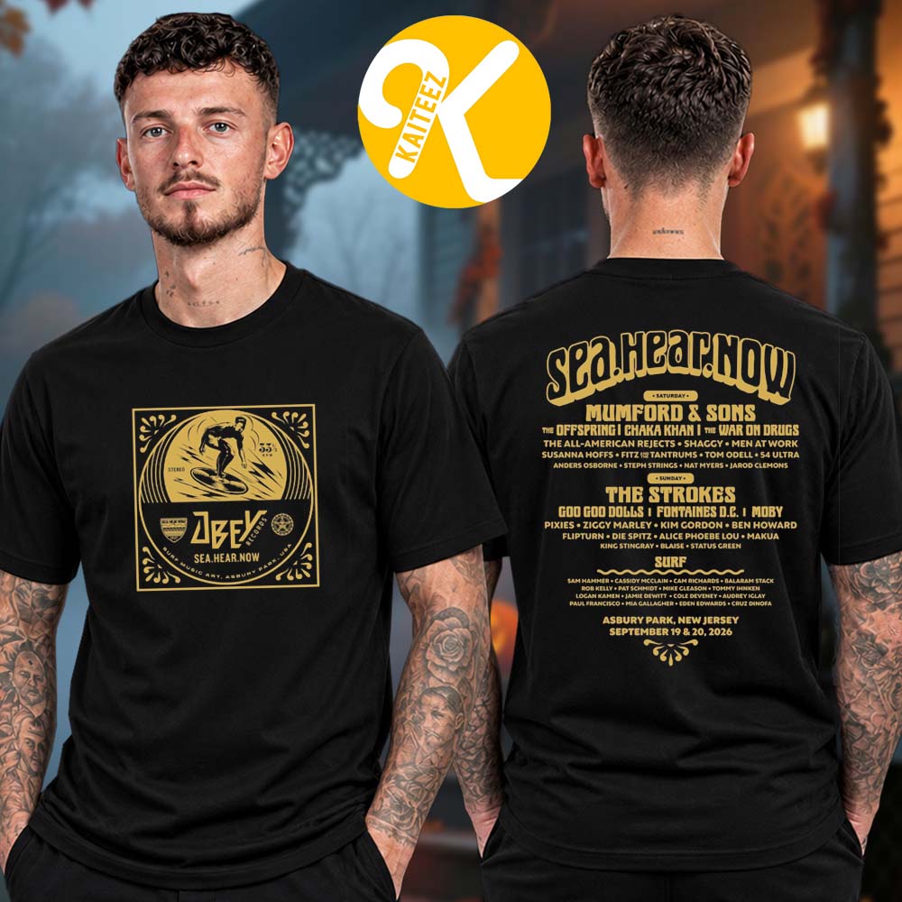 Sea.Hear.Now Festvival 2026 Merch Collab Shirt With OBEY Line Up Two Sided Unisex T-Shirt Sea.Hear.Now Festvival 2026 Merch Collab Shirt With OBEY Line Up Two Sided Unisex T-Shirt