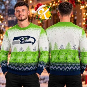 Seattle Seahawks NFL Big Logo Knit Ugly Christmas Sweater