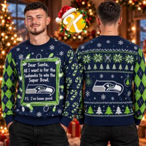 Seattle Seahawks NFL Dear Santa All I Want Is Seahawks Win Super Bowl Ugly Sweater
