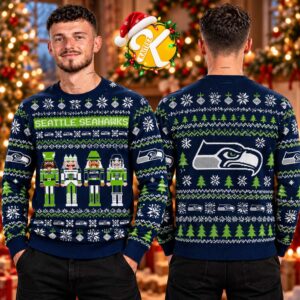 Seattle Seahawks NFL Nutcracker Ugly Christmas Sweater