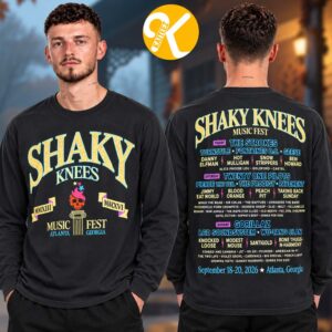 Shaky Knees Festival 2026 Merch At Piedmont Park In Atlanta GA On September 18-20 2026 Olympic Lineup Two Sided Unisex Longsleeve
