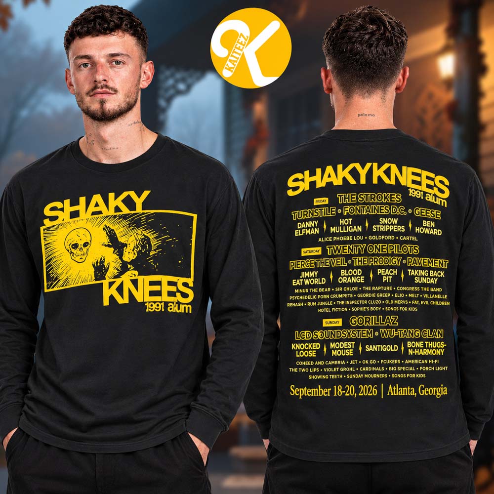 Shaky Knees Festival 2026 Merch At Piedmont Park In Atlanta GA On September 18-20 2026 Skull Lineup Two Sided Unisex Longsleeve Shaky Knees Festival 2026 Merch At Piedmont Park In Atlanta GA On September 18-20 2026 Skull Lineup Two Sided Unisex Longsleeve