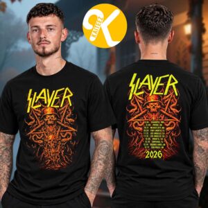 Slayer Merch World Tour 2026 Inferno Tour Dates Two Sided Unisex T-Shirt