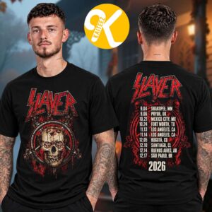 Slayer Merch World Tour 2026 Skull Emblem Tour Dates Two Sided Unisex T-Shirt