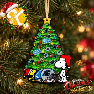 Snoopy Peanuts x Carolina Panthers Custom Christmas Ornament Xmas Tree Decorations
