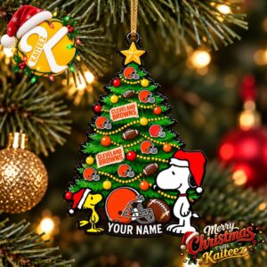 Snoopy Peanuts x Cleveland Browns Custom Christmas Ornament Xmas Tree Decorations