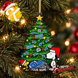 Snoopy Peanuts x Detroit Lions Custom Christmas Ornament Xmas Tree Decorations