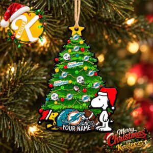Snoopy Peanuts x Miami Dolphins Christmas Ornament Xmas Tree Decorations