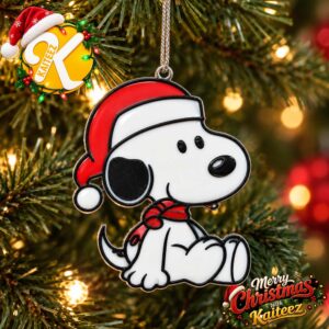 Snoopy With Santa Hat Christmas Ornament