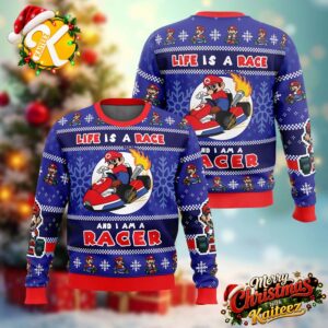Super Mario Life Is A Race And I Am A Racer Ugly Christmas Sweater