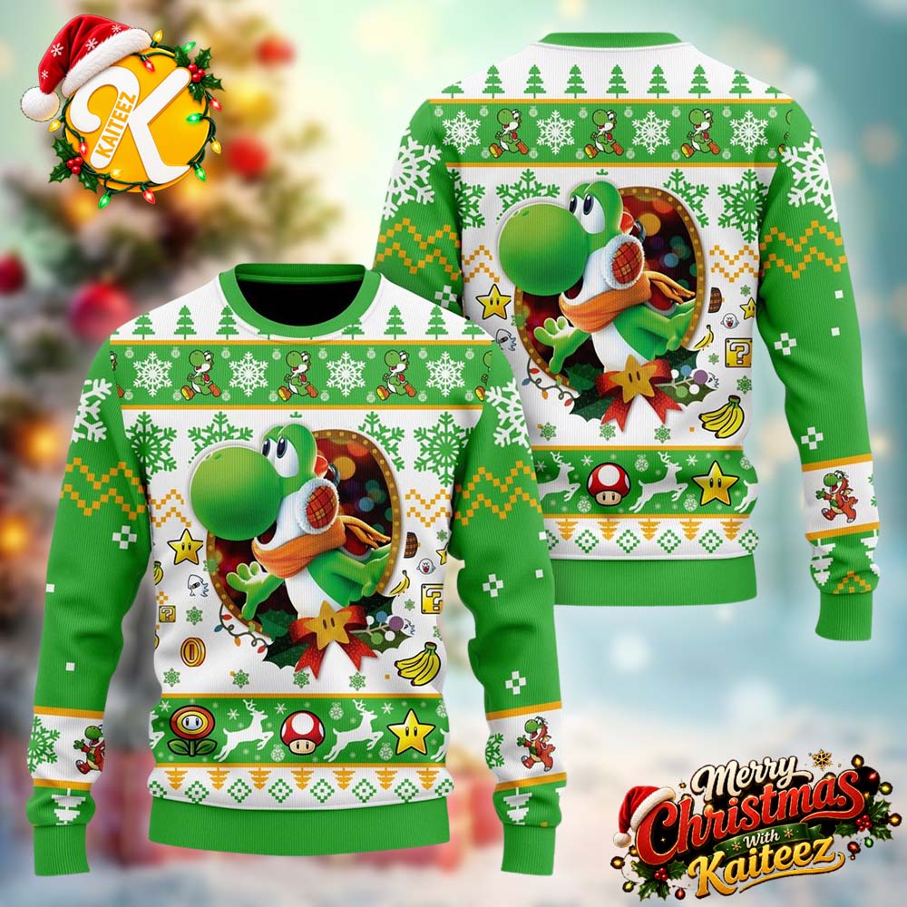 Super Mario Yoshi Ugly Christmas Sweater Super Mario Yoshi Ugly Christmas Sweater