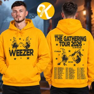 Weezer Merch The Gathering North America Tour 2026 Logo Tour Dates Gold Unisex Hoodie