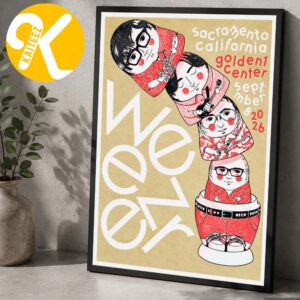 Weezer Sacramento CA Exclusive Event Poster At Golden 1 Center In Sacramento CA On September 8 2026 Home Decor Poster Canvas