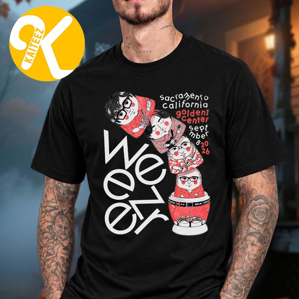 Weezer Sacramento CA Exclusive Event Poster At Golden 1 Center In Sacramento CA On September 8 2026 Unisex T-Shirt Weezer Sacramento CA Exclusive Event Poster At Golden 1 Center In Sacramento CA On September 8 2026 Unisex T-Shirt
