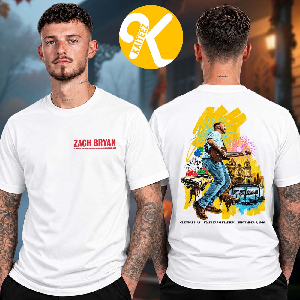Zach Bryan Glendale AZ Exclusive Event Tee At Sate Farm Stadium In Glendale AZ On September 5 2026 Two Sided Unisex T-Shirt Zach Bryan Glendale AZ Exclusive Event Tee At Sate Farm Stadium In Glendale AZ On September 5 2026 Two Sided Unisex T-Shirt