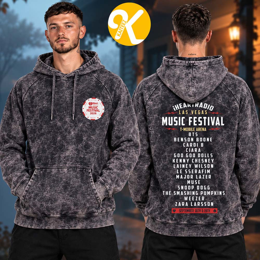 iHeartRadio Music Festival Vegas 2026 Merch Poker Chip Line Up Washed Unisex Hoodie iHeartRadio Music Festival Vegas 2026 Merch Poker Chip Line Up Washed Unisex Hoodie