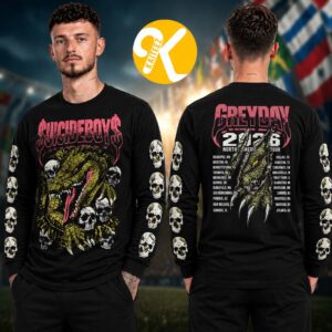 $uicideboy$ Merch Greyday 2026 North America Tour Dates Crocodile Skull Unisex Longsleeve