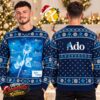Ado Blue Rose All Over Print Black Ugly Christmas Sweater