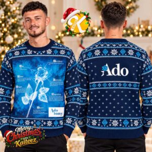 Ado Adotomy Blue Rose Navy Ugly Christmas Sweater