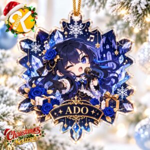 Ado Chibi Singer Blue Rose Snowflake Christmas Ornament