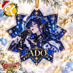 Ado Gothic Blue Rose Christmas Ornament