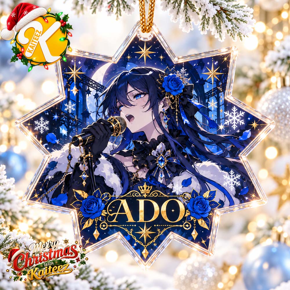 Ado Gothic Blue Rose Christmas Ornament Ado Gothic Blue Rose Christmas Ornament