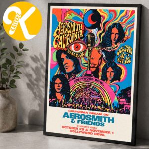 Aerosmith Exclusive Event Poster Two Night Only At The Hollywood Bowl In Los Angeles CA On October 29 And November 1 2026 California Dream On Aerosmith And Friends Home Decor Poster Canvas