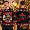 Airbourne Flaming Aviator Skull And Band Collage Black Ugly Christmas Sweater