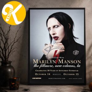 An Evening With Marilyn Manson Celebrating 30 Years Of Antichrist Superstar Event Poster At The Fillmore In New Orleans LA On October 14 15 2026 Home Decor Poster Canvas