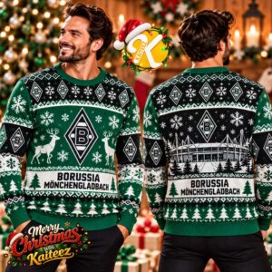 Borussia Monchengladbach Green Reindeer Snowflake Ugly Christmas Sweater