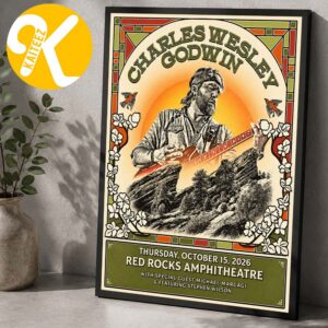 Charles Wesley Godwin Red Rocks Exclusive Merch Event Poster Live From Red Rocks Amphitheatre On October 15 2026 Home Decor Poster Canvas