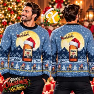 Coors Banquet Beer Santa Claus Christmas Moonlight Christmas Ugly Sweater