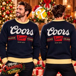 Coors Banquet Vintage Logo Navy Blue Ugly Christmas Sweater