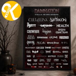 Damnation Festival 2026 BEC Arena Manchester On November 7 8 2026 Line Up Home Decor Poster Canvas