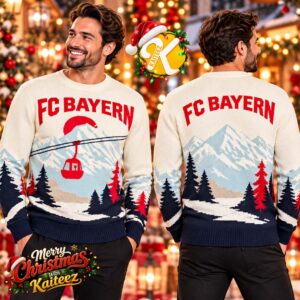 FC Bayern Munchen Winter Landscape Knitted Christmas Ugly Sweater