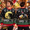 Godzilla Burning City Fire Red Moon Ugly Christmas Sweater