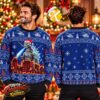 Godzilla Santa Claus Blue Fire City Destruction Ugly Christmas Sweater