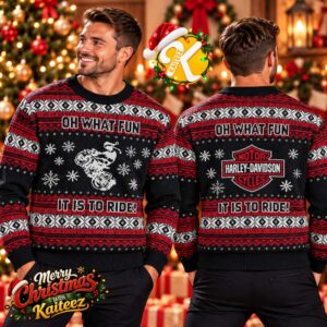 Harley Davidson Oh What Fun It Is To Ride Motorcycle Ugly Christmas Sweater