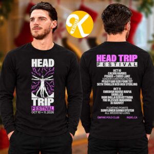 Head Trip Festival 2026 Merch At Empire Polo Club In Indio CA On October 10 11 2026 Electric Man Line Up Two Sided Unisex Longsleeve Shirt
