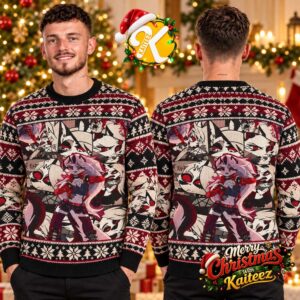 Helluva Boss Loona Red Jacket Character Collage Ugly Christmas Sweater