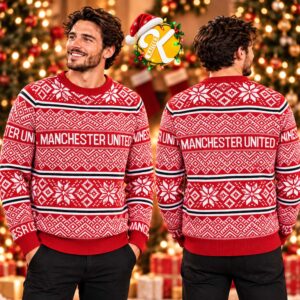 Manchester United Fairisle Christmas Jumper Red Ugly Sweater
