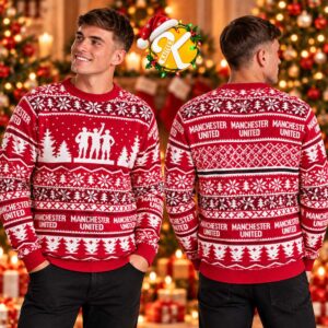 Manchester United Fairisle Home Grown Christmas Jumper Red Ugly Sweater