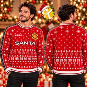 Manchester United Retro Style Christmas Ugly Sweater
