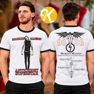 Marilyn Manson Merch 30th Anniversary Antichrist Superstar US Tour 2026 Fallen Angel Halo Ringer Tee