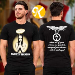 Marilyn Manson Merch 30th Anniversary Antichrist Superstar US Tour 2026 Fallen Angel Halo Set List Two Sided Unisex T-Shirt