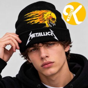 Metallica Flaming Skull Patch Cuffed Beanie Hat