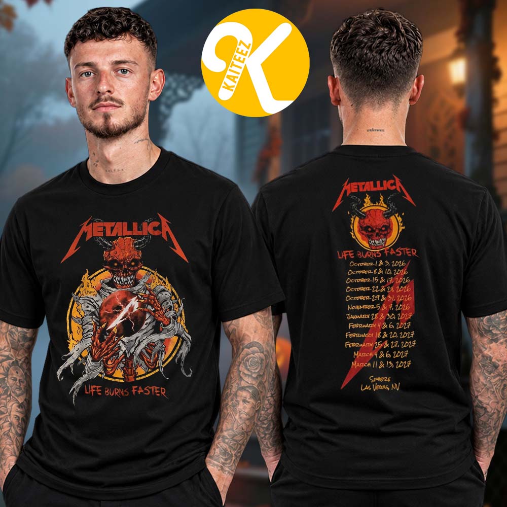 Metallica Merch Las Vegas 2026 Sphere Pop Up Shop Demon Dateback Two Sided Unisex T-Shirt Metallica Merch Las Vegas 2026 Sphere Pop Up Shop Demon Dateback Two Sided Unisex T-Shirt