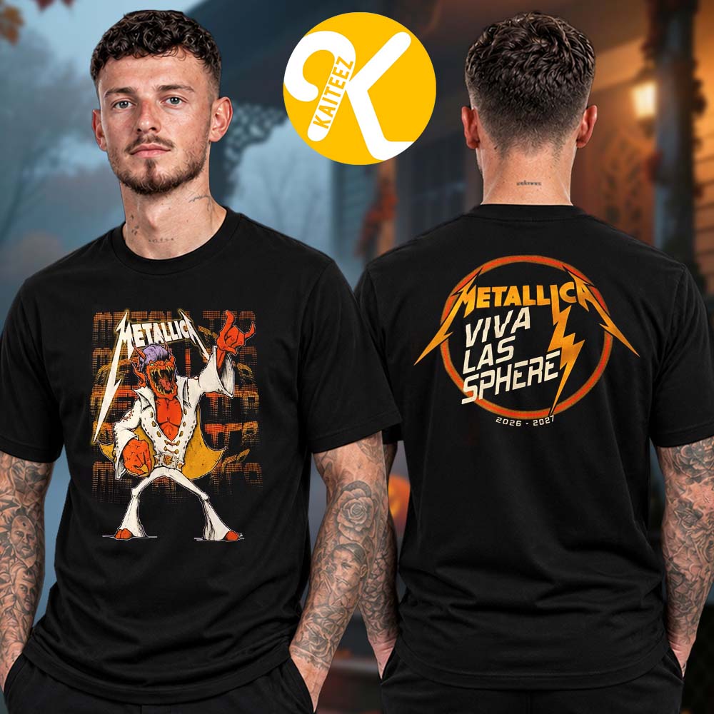Metallica Merch Las Vegas 2026 Sphere Pop Up Shop Elvis Viva Two Sided Unisex T-Shirt Metallica Merch Las Vegas 2026 Sphere Pop Up Shop Elvis Viva Two Sided Unisex T-Shirt