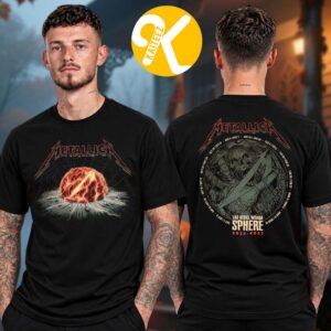 Metallica Merch Las Vegas 2026 Sphere Pop Up Shop Flaming Sphere Two Sided Unisex T-Shirt