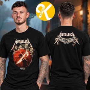 Metallica Merch Las Vegas 2026 Sphere Pop Up Shop Life Burns Faster Two Sided Unisex T-Shirt